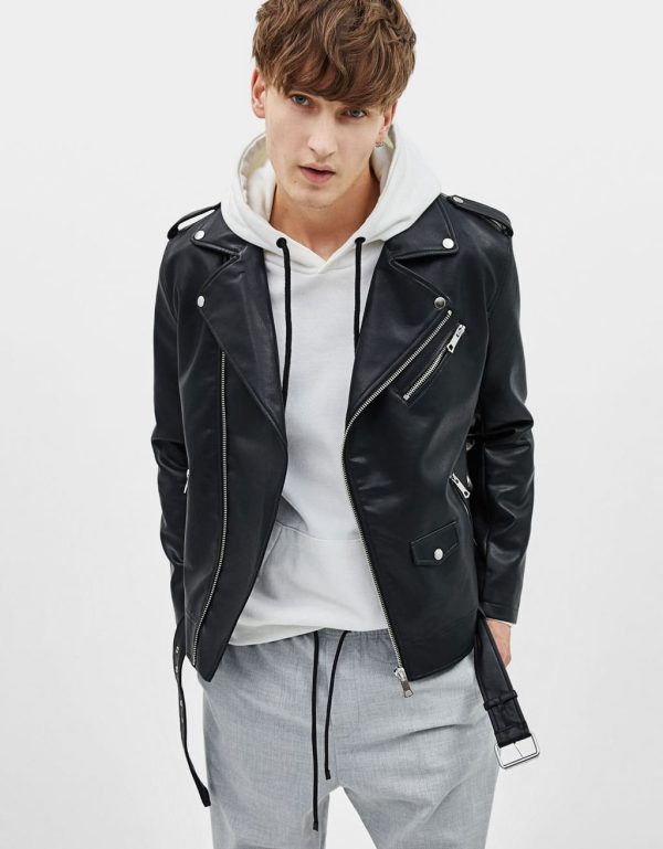 Faux leather biker jacket - Image 2