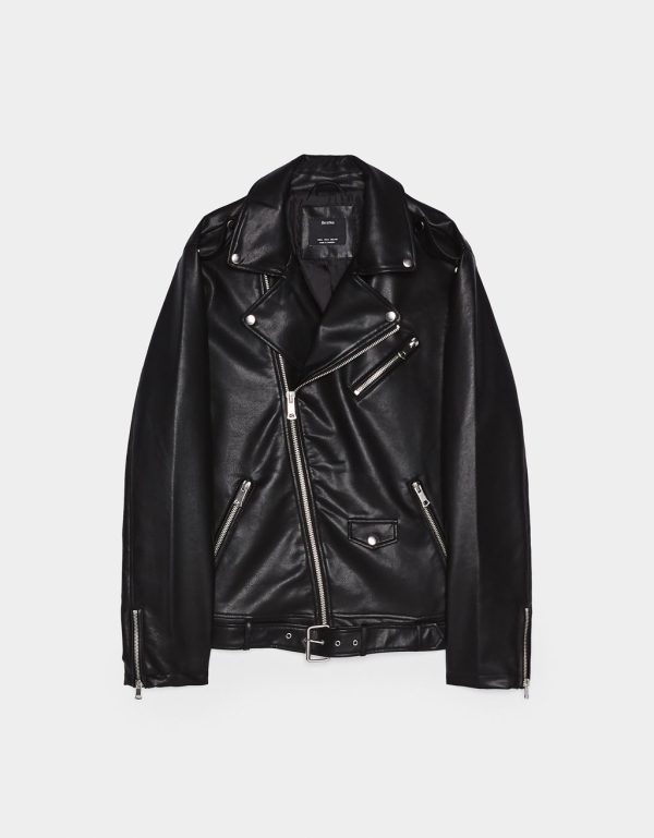 Faux leather biker jacket - Image 5