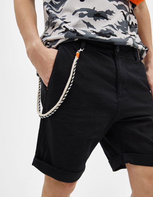 Plus Size Black Leaf Print Tie Waist Shorts