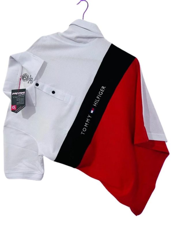 Priyani Tex Men's Premium Polo Tommy T shirts Red White Black 220Gsm Material